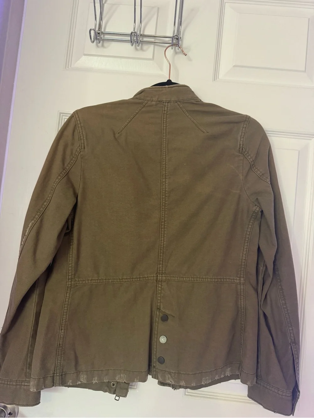 Free People Olive Military Field Jacket with Flap Pockets